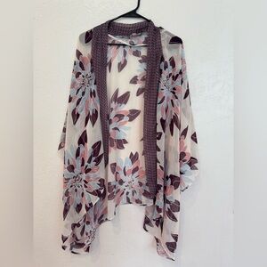 C Brand Purple, Pink and Blue Floral Women's Kimono Onesize
